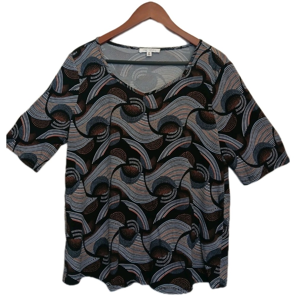 Daily Thread Short Sleeve Top‎ Shirt Blouse Nylon Spandex Size LG #459C